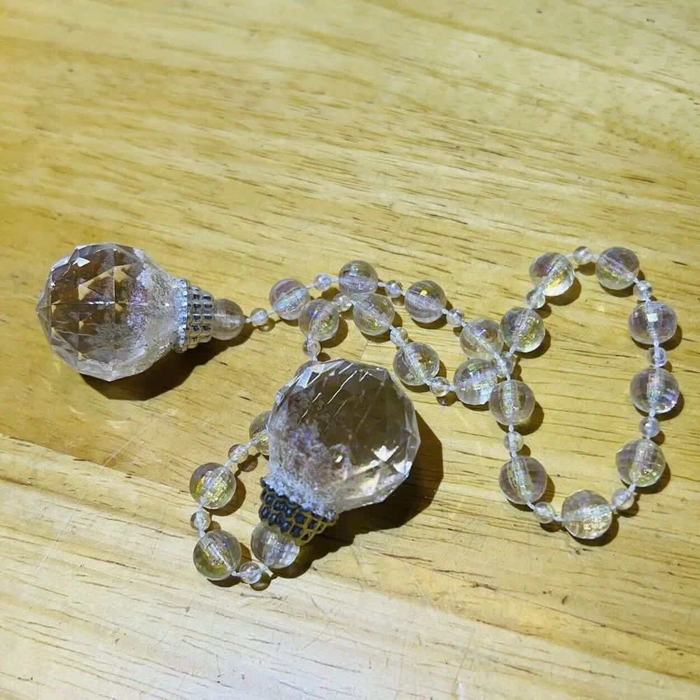 Bundle of 3 Clear Glass Ornaments Christmas Tree-VTG Snowman Bell-Beads‎ Ball
